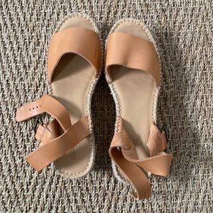 Soludos Minorca nude leather espadrille wedges